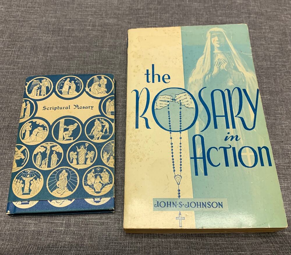 2 Vintage Rosary books: Scriptural Rosary - 1963, The Rosary in Action - 1954